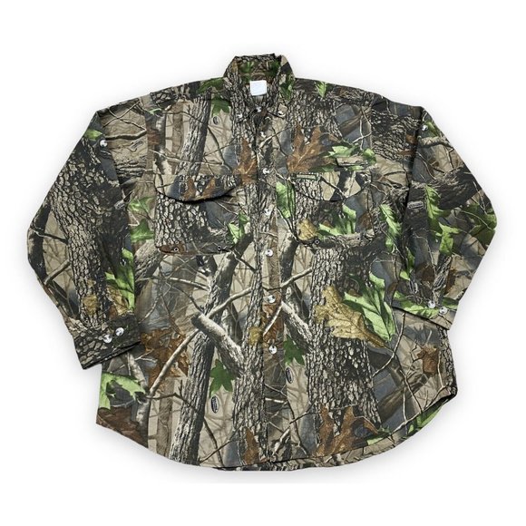 Remington Hunting Button Down Vented Shirt Realtree Green Hardwoods Camo Mens M - Picture 1 of 7